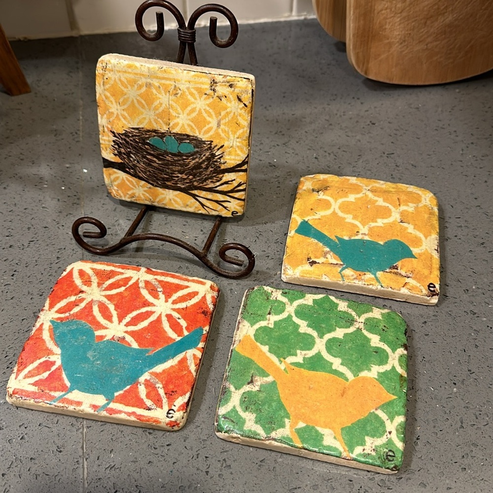 Bird Themed Coasters Set of 4